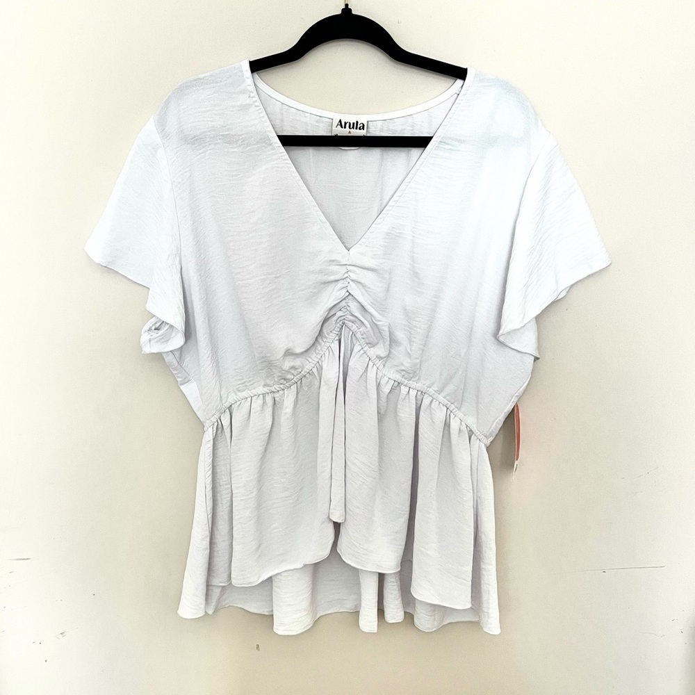 Arula white flutter sleeve top